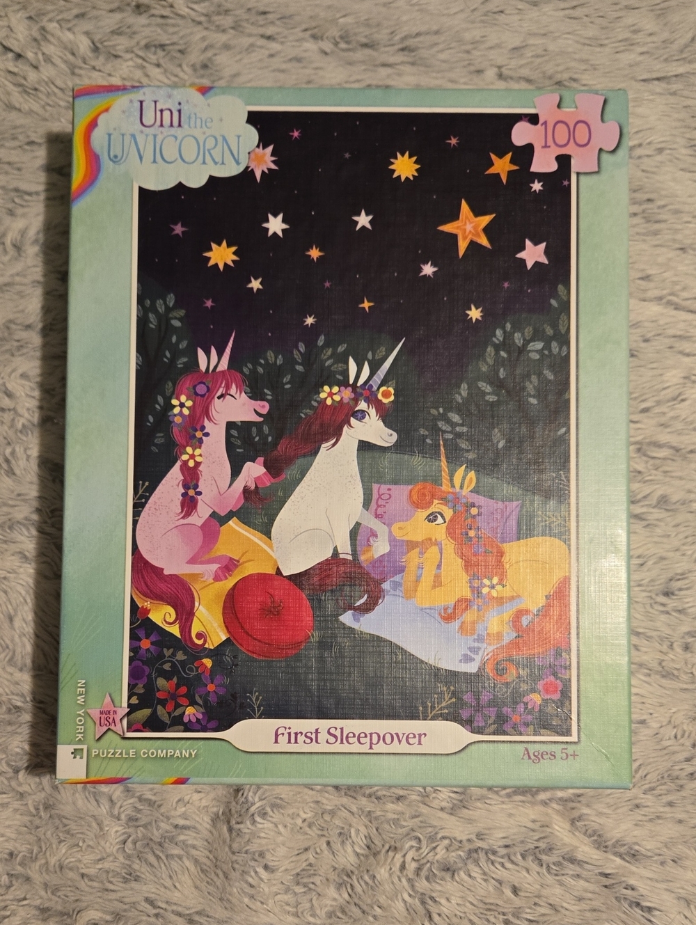 New York Puzzle Company - First Sleepover 100-Piece Puzzle W/ Uni The Unicorn
